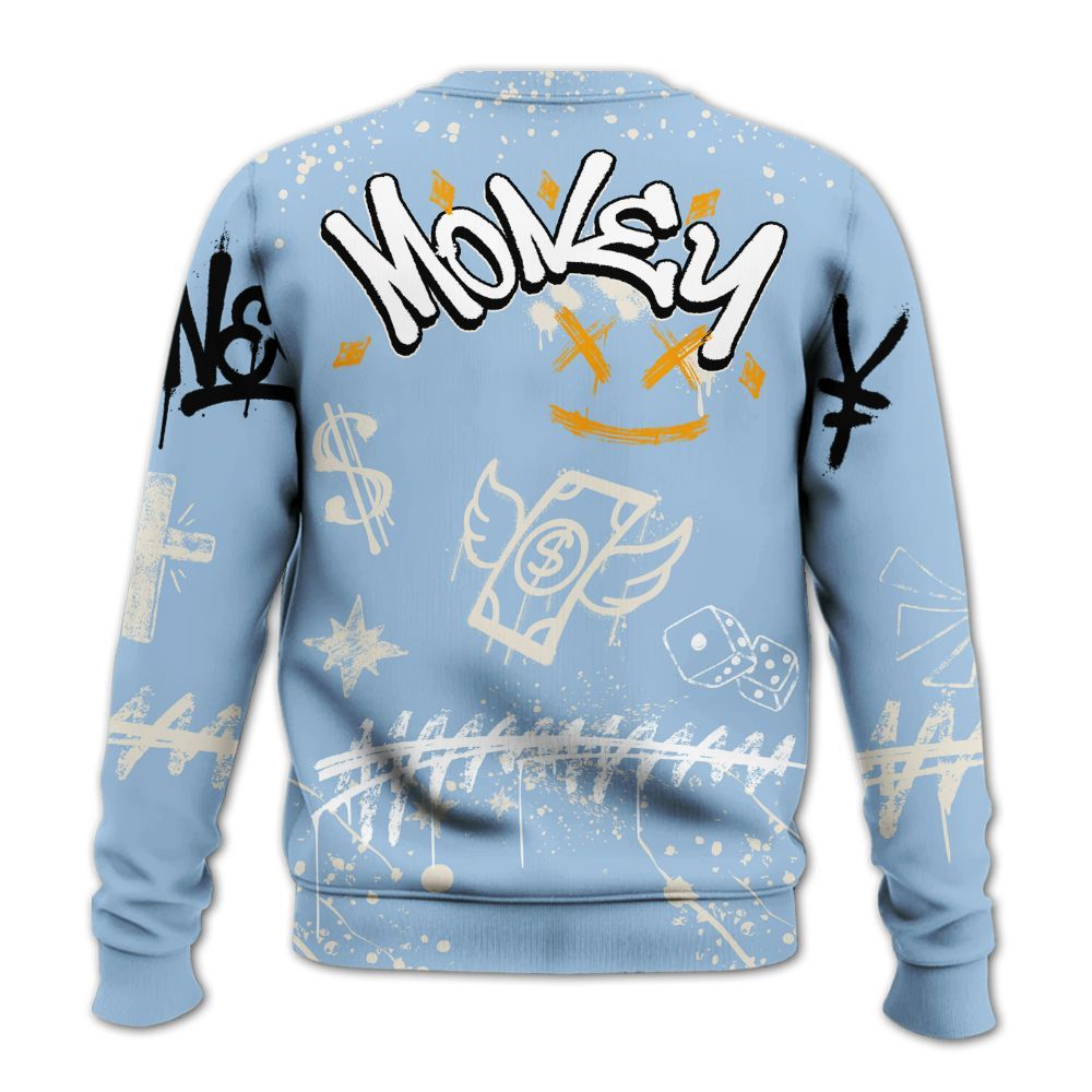 Sweatshirt To Match Retro High OG Pale Ivory Psychic Blue 1s - Everybody Paid In Full Crayon All Over Print