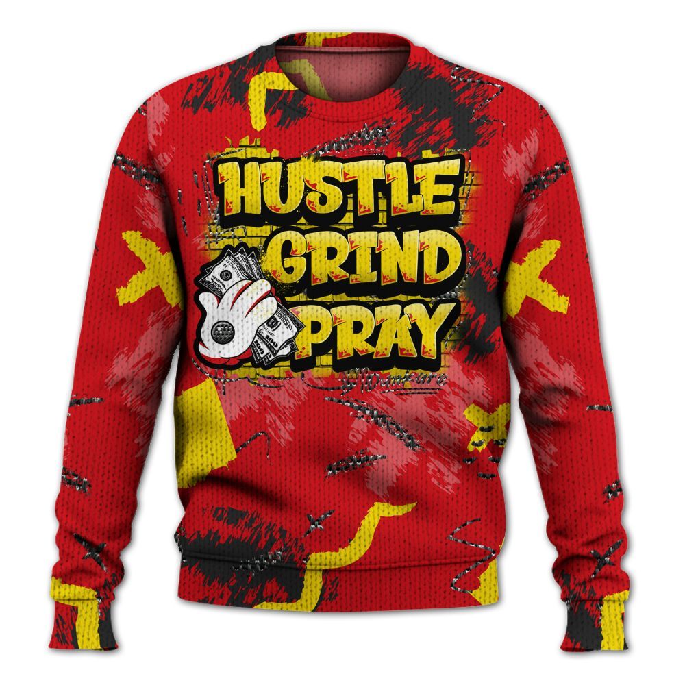 Sweater To Match Ferrari 14s - Hustle Grind Pray Graphic
