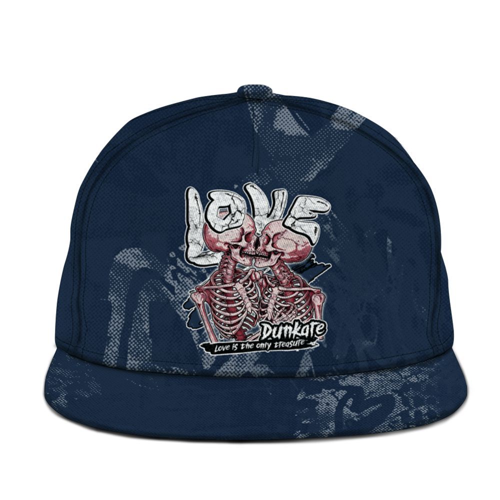 Snapback To Match White Midnight Navy 6s - Skull Love Graphic