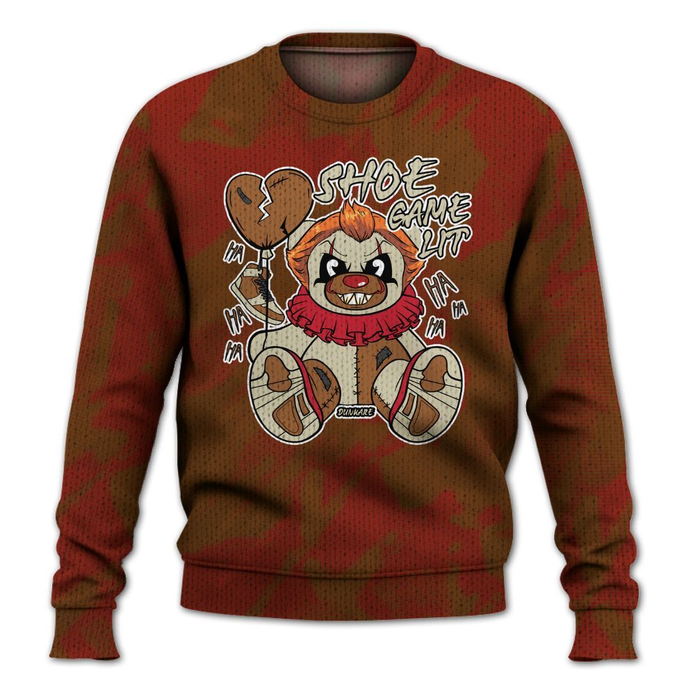 Knitted Sweater To Match Archaeo Brown 5s - Shoe Game Bear Abstract Halftone