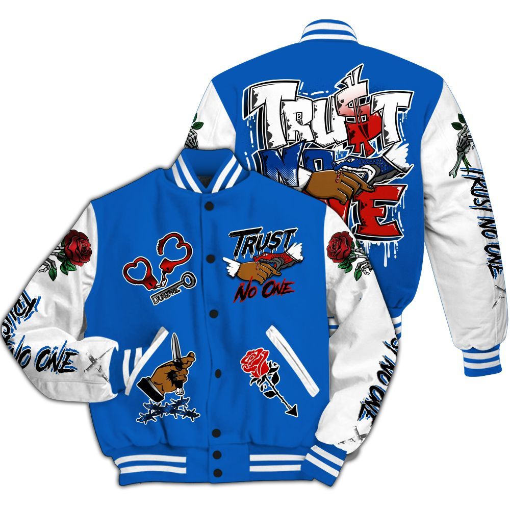 Varsity Jacket To Match Kobe 6 Game Royal - Trust No One Dripping All Over Print