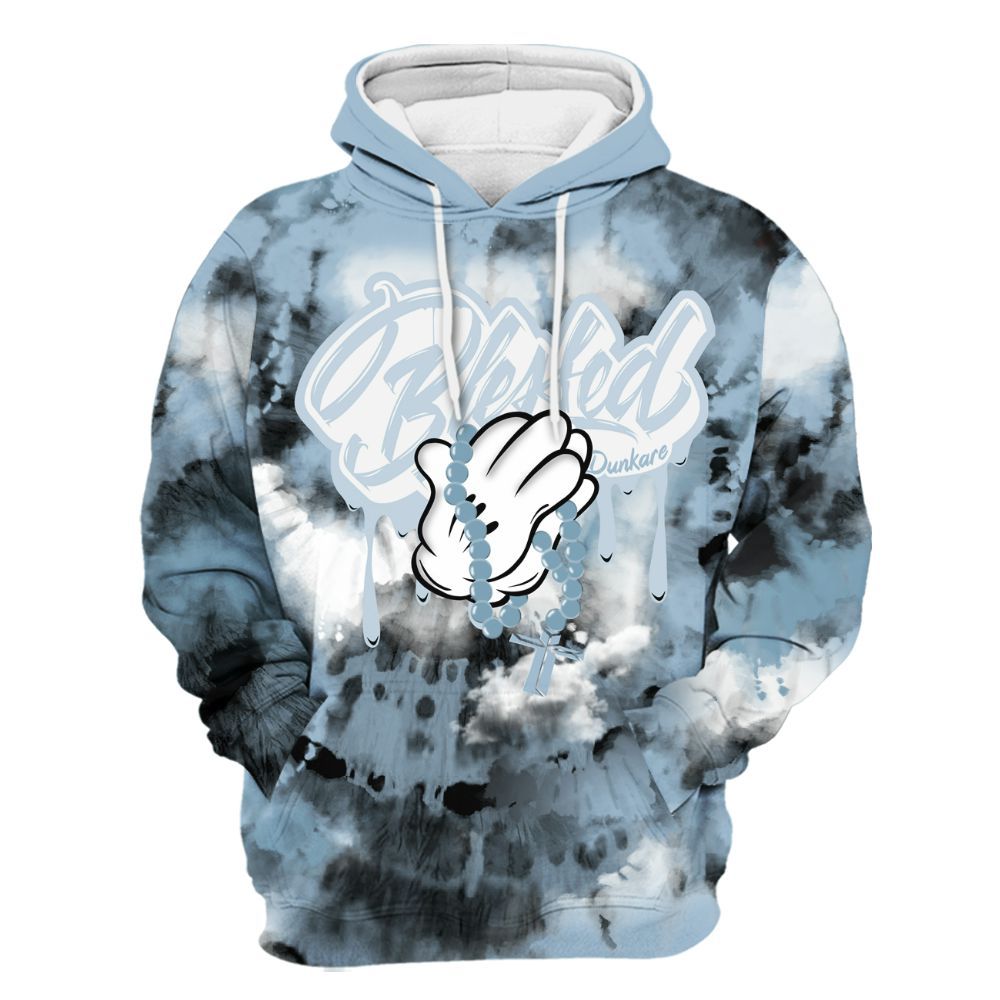 Hoodie To Match Mid Ice Blue 1s - God Blessed Tie Dye All Over Print