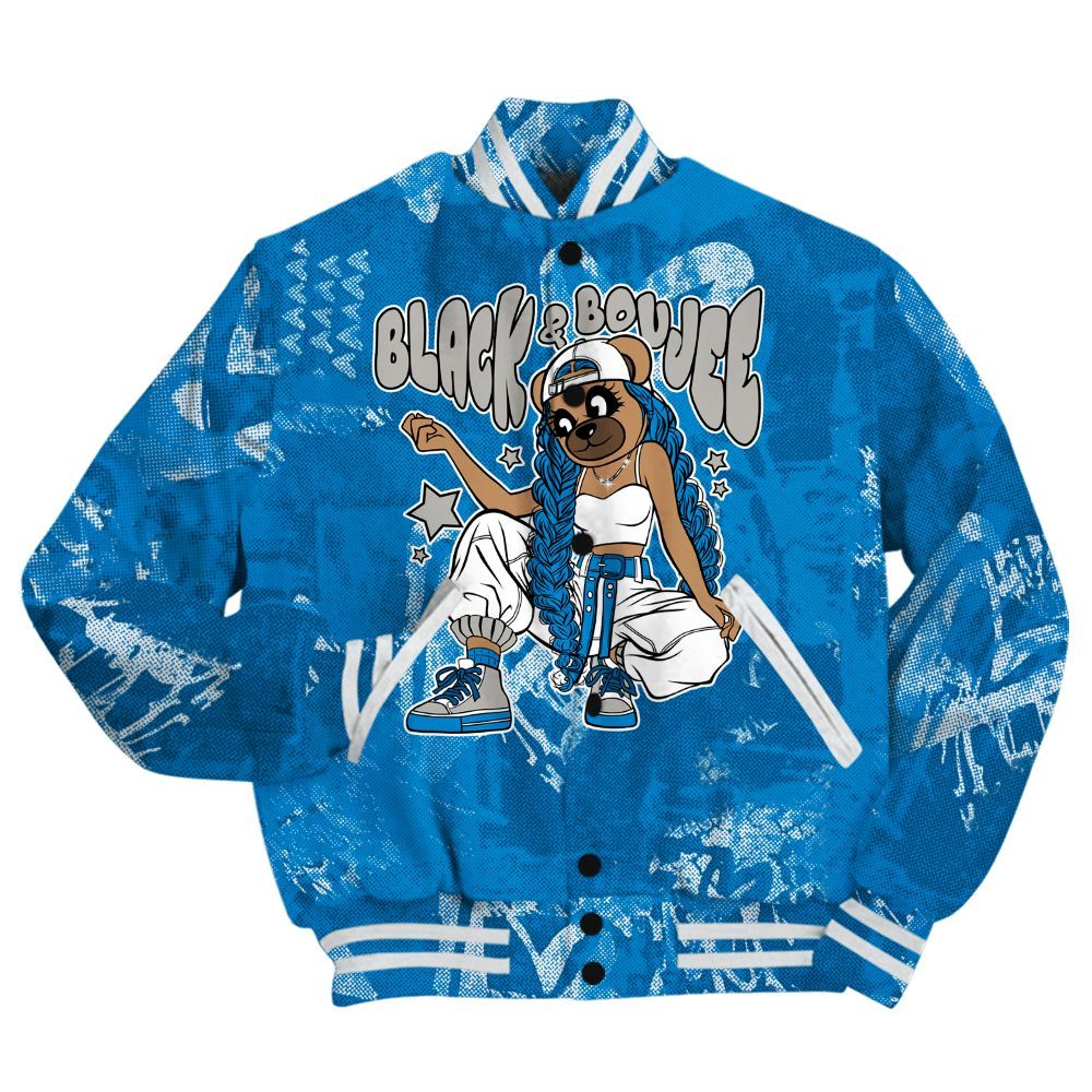 Varsity Jacket To Match Military Blue 4s Shirt - Boujee Girls Bear Heart Grunge All Over Print