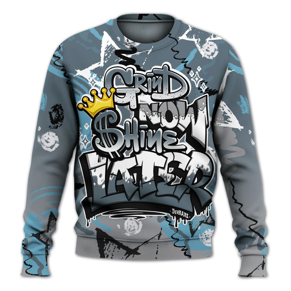 Sweatshirt To Match Retro Light Graphite Wolf Grey 5s - Grind Shine Later Drip All Over Print