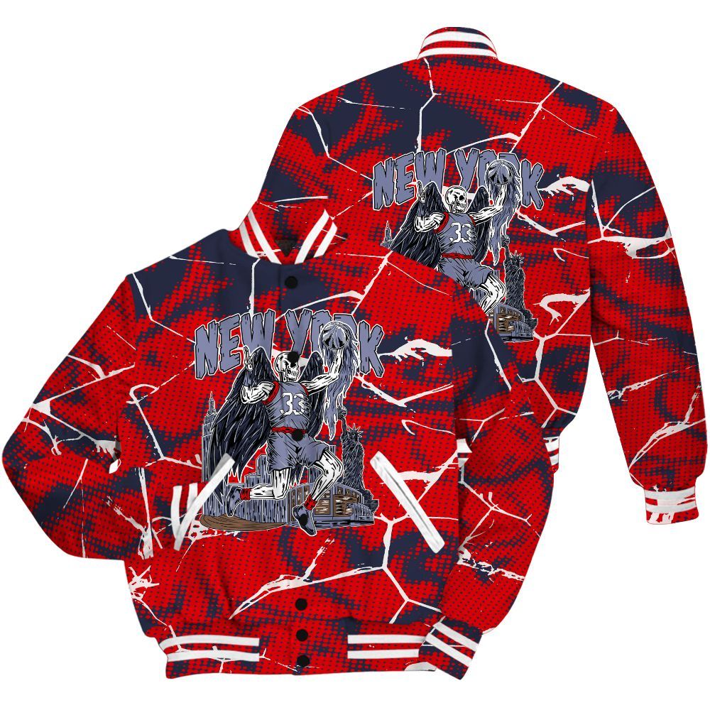 Varsity Jacket To Match Low OG Howard Bison 1s Shirt - Ewing Era Skeleton Crack All Over Print