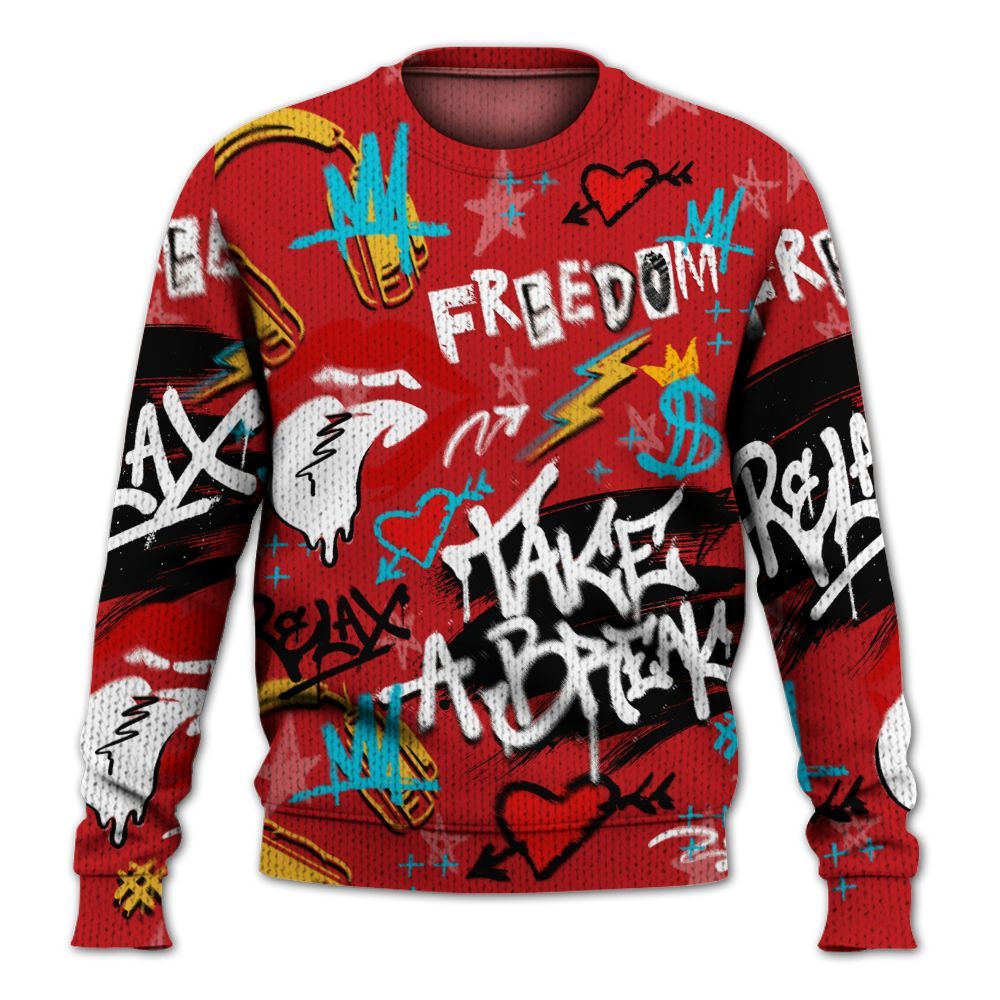 Knitted Sweater To Match Dunk Low Fruity Pebbles - Take Break Freedom Graffiti Streetwear