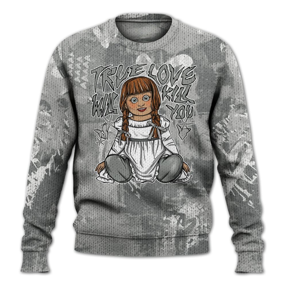 Knitted Sweater To Match Retro Wet Cement 4s - Genuine Loves Bear Heart Grunge