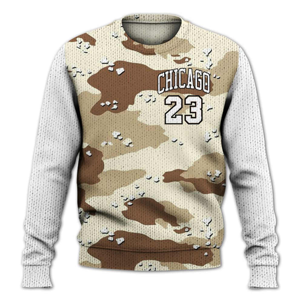 Knitted Sweater To Match Desert Camo 3s, Custom Name Chicago 23