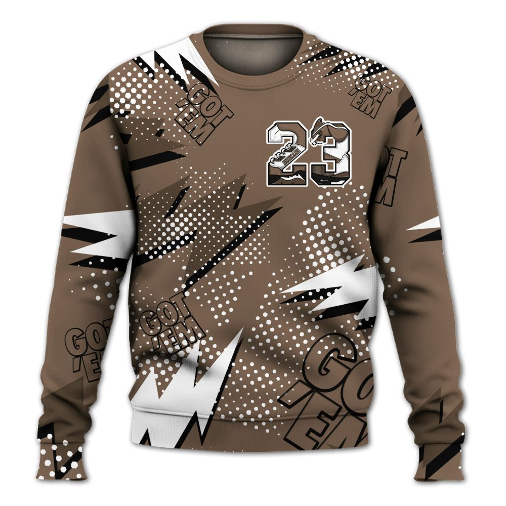 Sweatshirt To Match Dark Mocha Jack - Custom Name Number 23 5s All Over Print