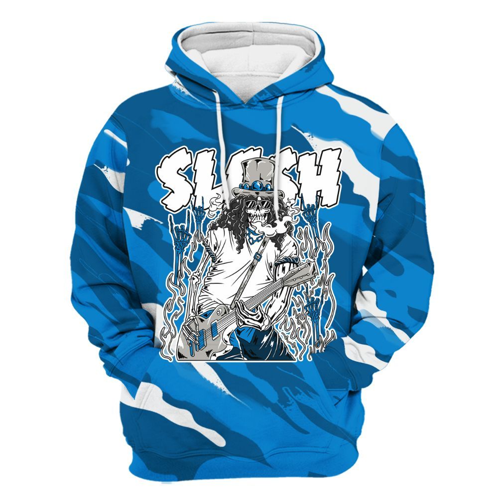Hoodie To Match Industrial Blue 4s - Slash Skeleton Colored All Over Print