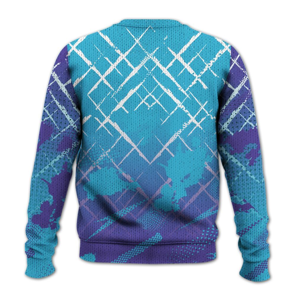 Knitted Sweater To Match Retro Aqua 6s - Halftone Stand Business Dripping