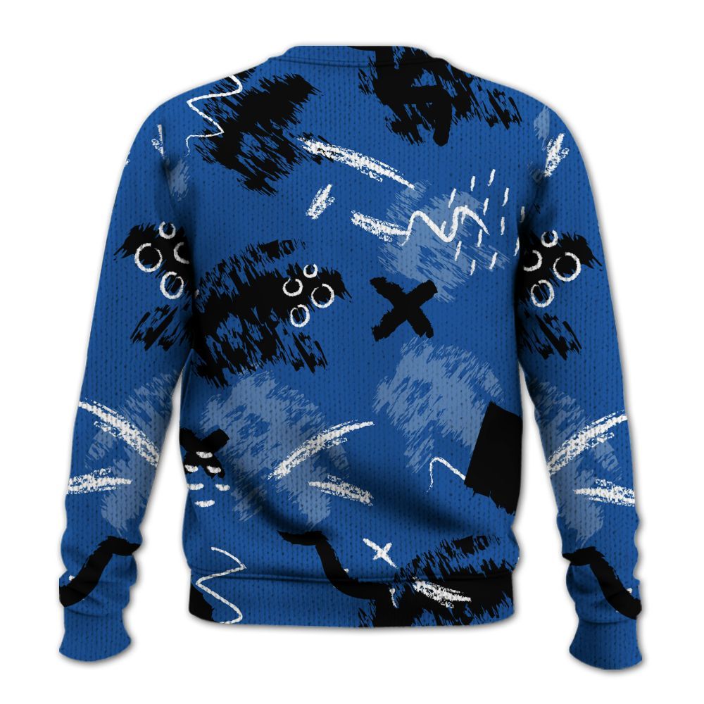 Knitted Sweater To Match Low Space Royal 11s - Hustle Grind Pray Retro