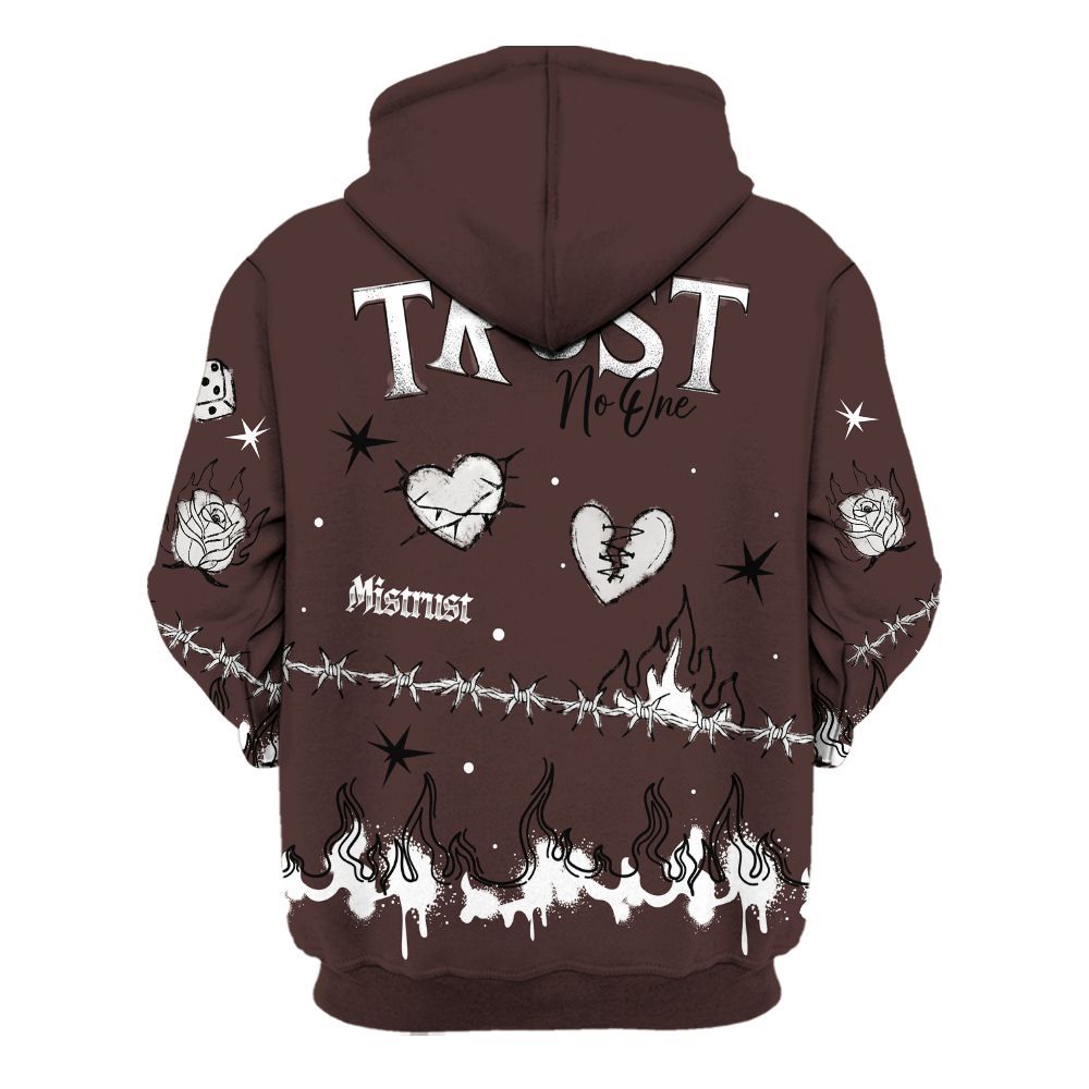 Hoodie To Match Burgundy Crush 3s - Trust No One Snake-Bite Doodle Crayon All Over Print