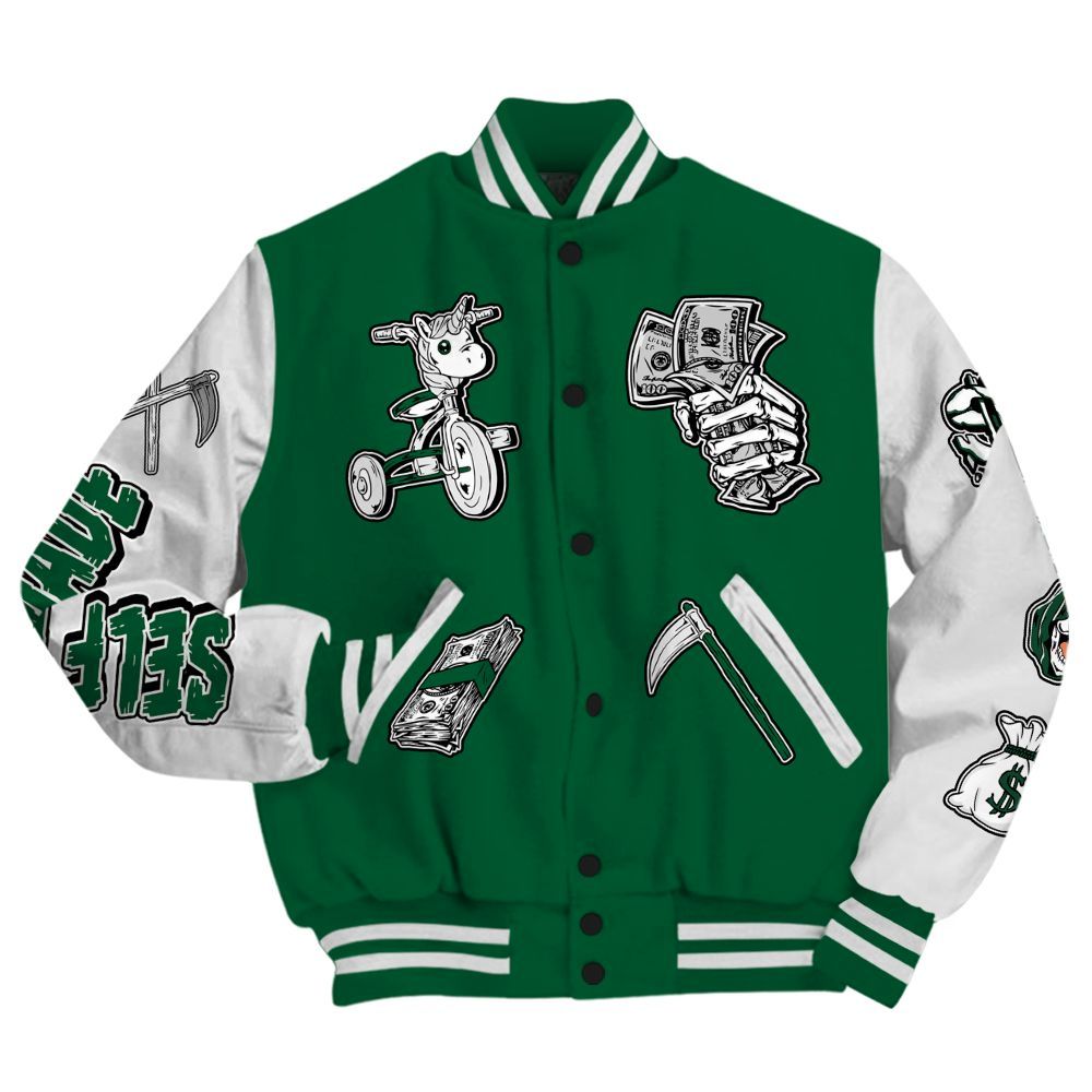 Varsity Jacket To Match High Gorge Green 1s - Self Make Skeleton All Over Print