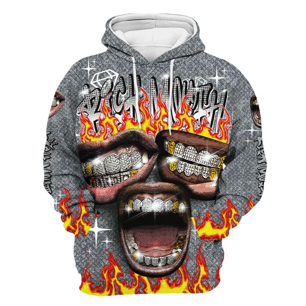 Hoodie To Match Low CNY Year Of The Snake 11s - Rich Mouth Fire Rap Retro 90s All Over Print
