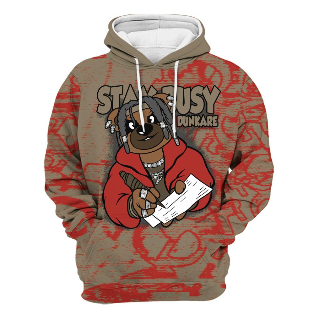 Hoodie To Match Olive 9s - Maintain Activity Bear Avant-Garde All Over Print