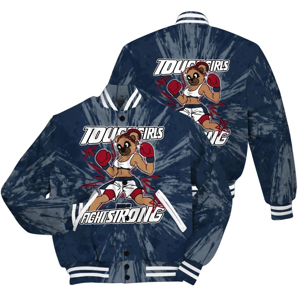 Varsity Jacket To Match White Midnight Navy 6s Shirt - Gritty Girls Bear Luxury All Over Print