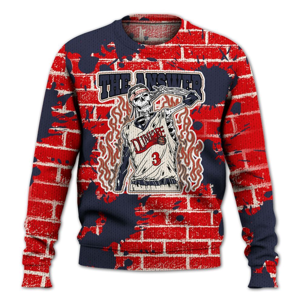 Knitted Sweater To Match Low OG Howard University 1s - Allen Answer Skeleton Brick