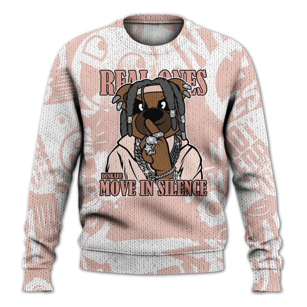 Knitted Sweater To Match Low Legend Pink 11s - Silent Achievers Bear Monogram Graffiti