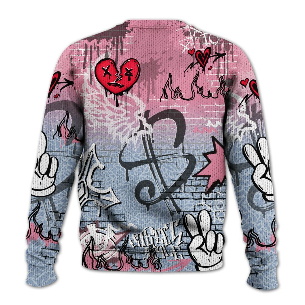 Sweater To Match Denim Pink Glow 3s - Been Dif2erent Drip Graffiti Graphic