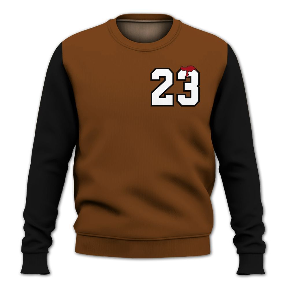 Sweatshirt To Match Archaeo Brown 5s - Custom Name Number 23 Drip All Over Print