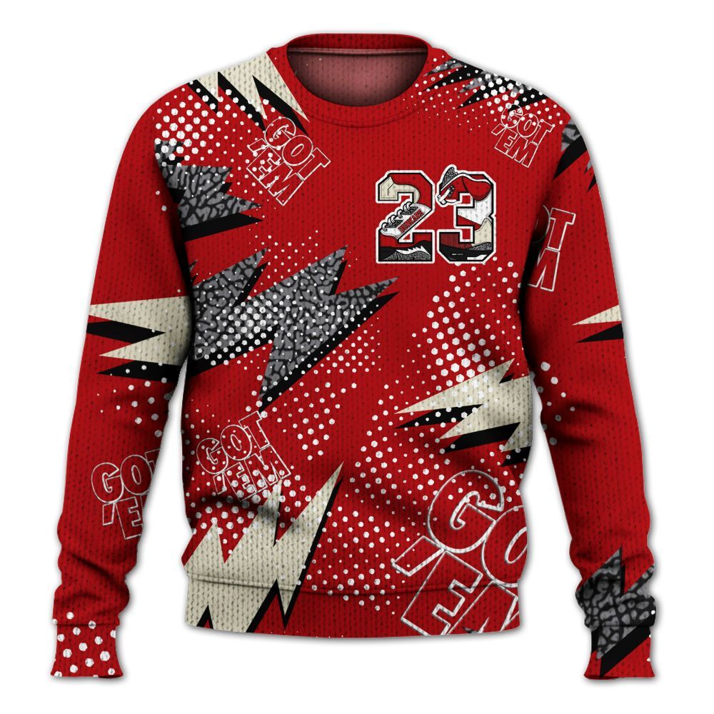 Knitted Sweater To Match Cement Grey 3s - Custom Name Number 23 5s