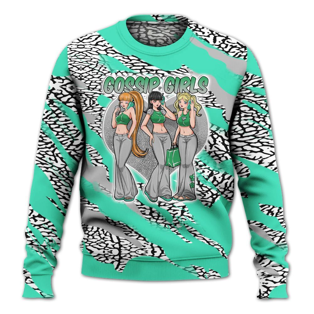 Sweatshirt To Match Black Green Glow 3s - Gossip'Girls All Over Print
