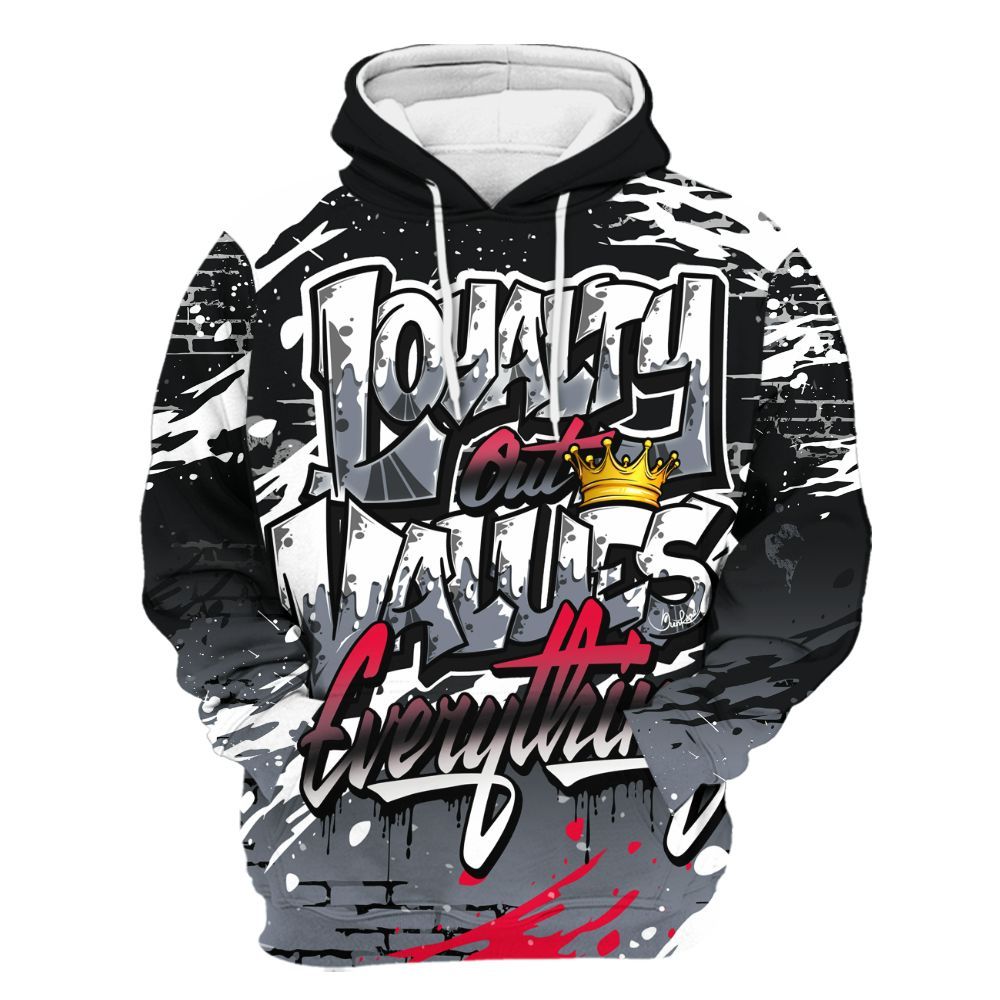Hoodie To Match Mid Black Metallic 1s - Values Of Loyalty Drip All Over Print