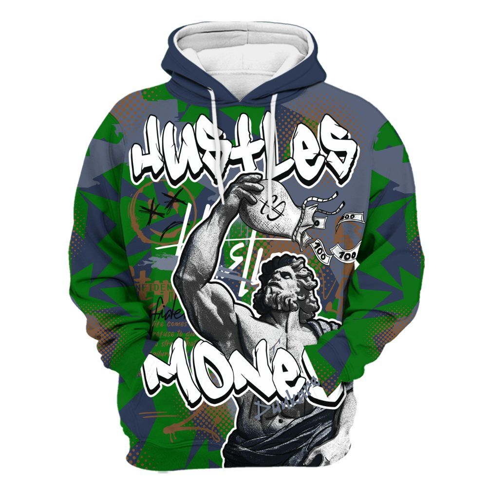 Hoodie To Match Midnight Navy 13s - Huslte Money Retro All Over Print