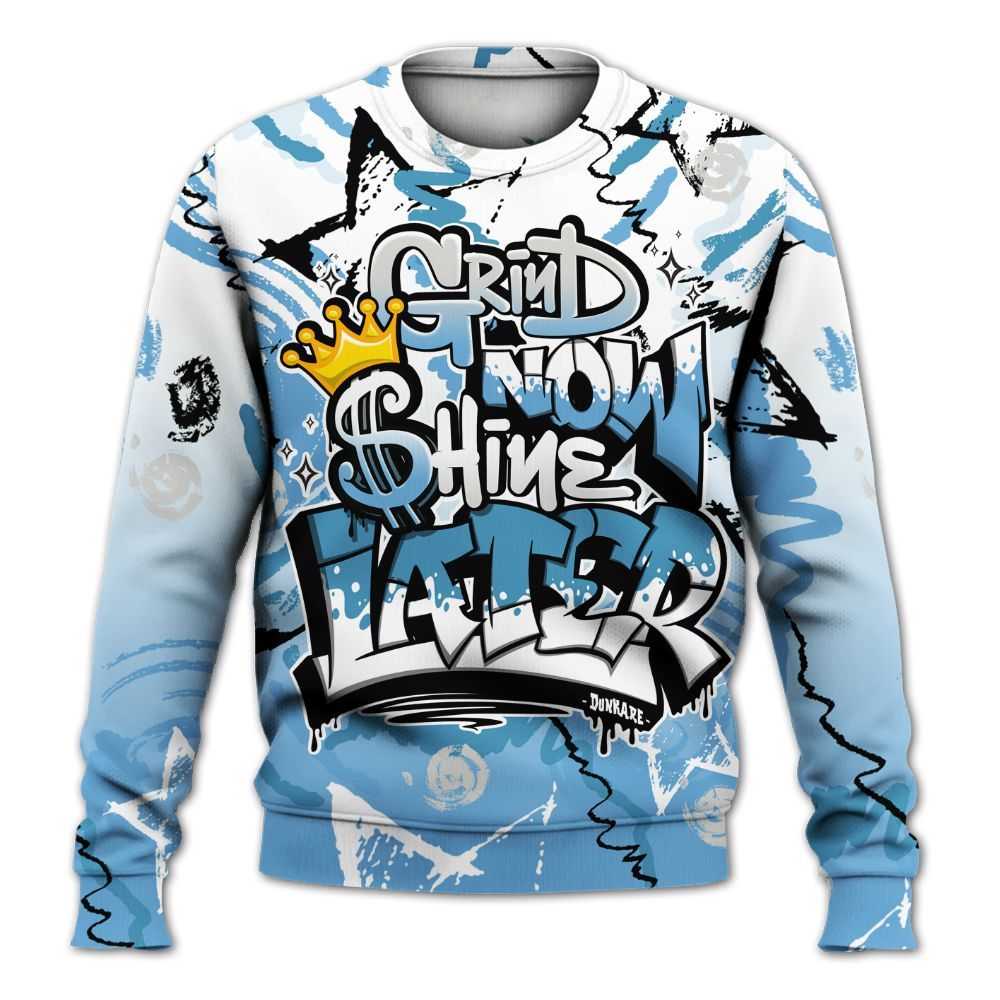 Sweatshirt To Match SB Dunk Low University Blue - Grind Shine Later Drip All Over Print