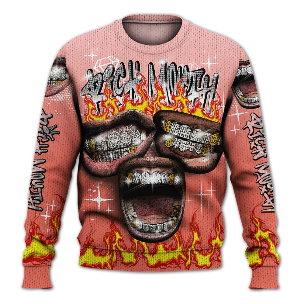 Knitted Sweater To Match Low OG PSG 1s - Rich Mouth Fire Rap Retro 90s