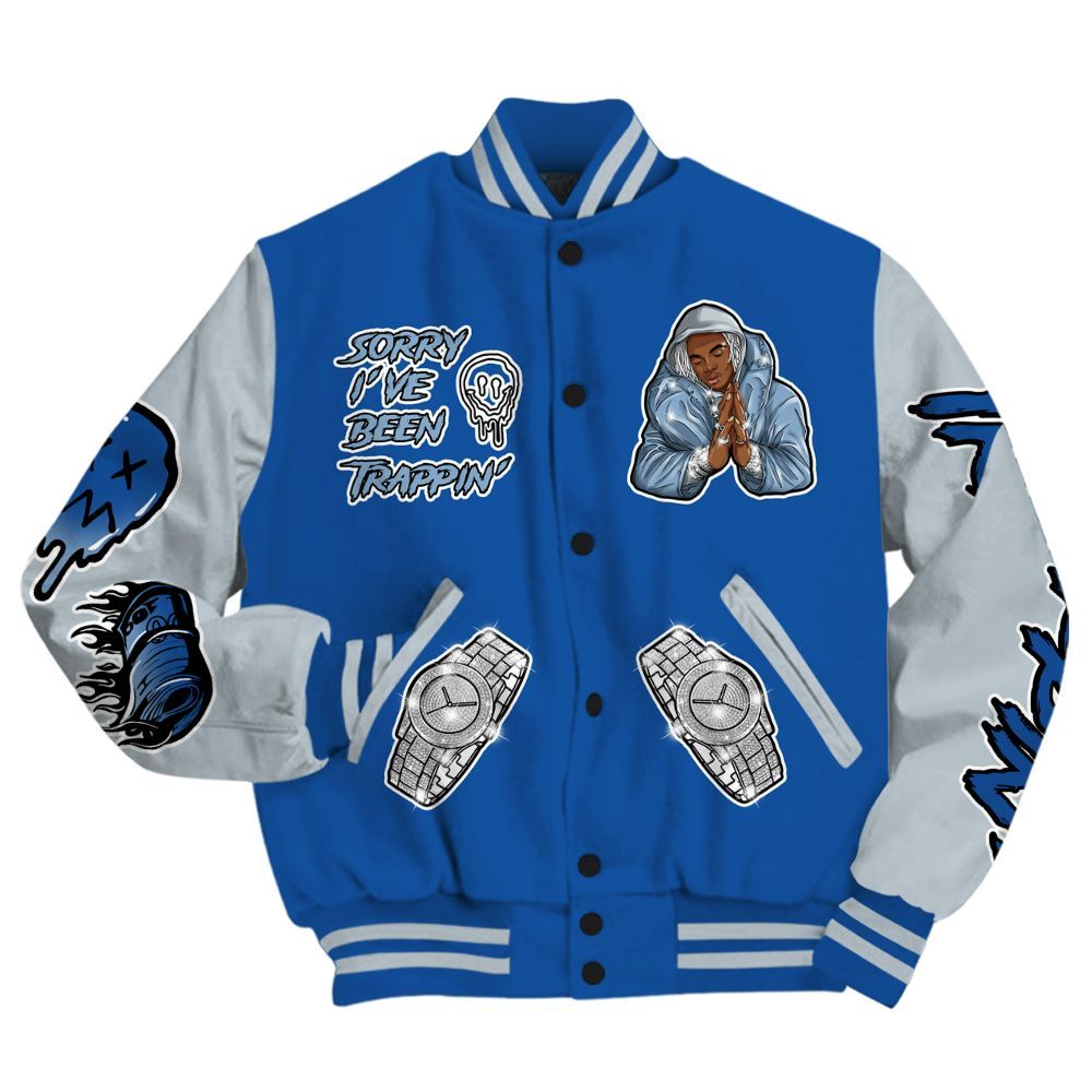 Varsity Jacket To Match Low Space Royal 11s - Trappin' Unique All Over Print