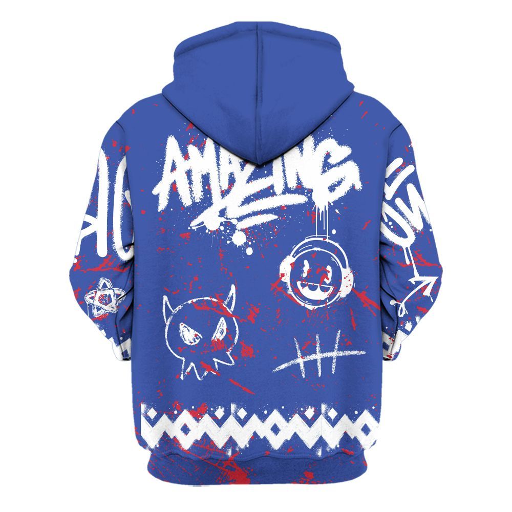 Hoodie To Match Air Griffey Max USA Red White Blue 1s - Friday Sneaker Crayon All Over Print