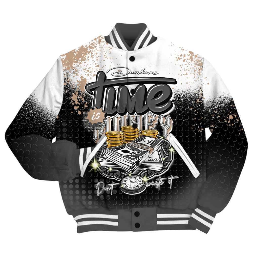 Varsity Jacket To Match Kobe 9 EM Mamba Shirt, Halftone Time Is Money All Over Print