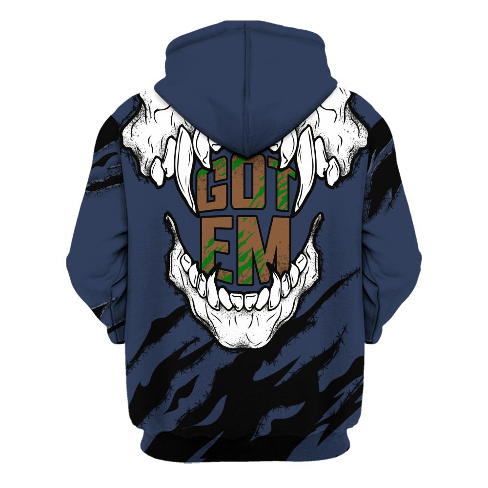 Hoodie To Match Midnight Navy 13s - GOT 'EM Skeleton Scratch All Over Print