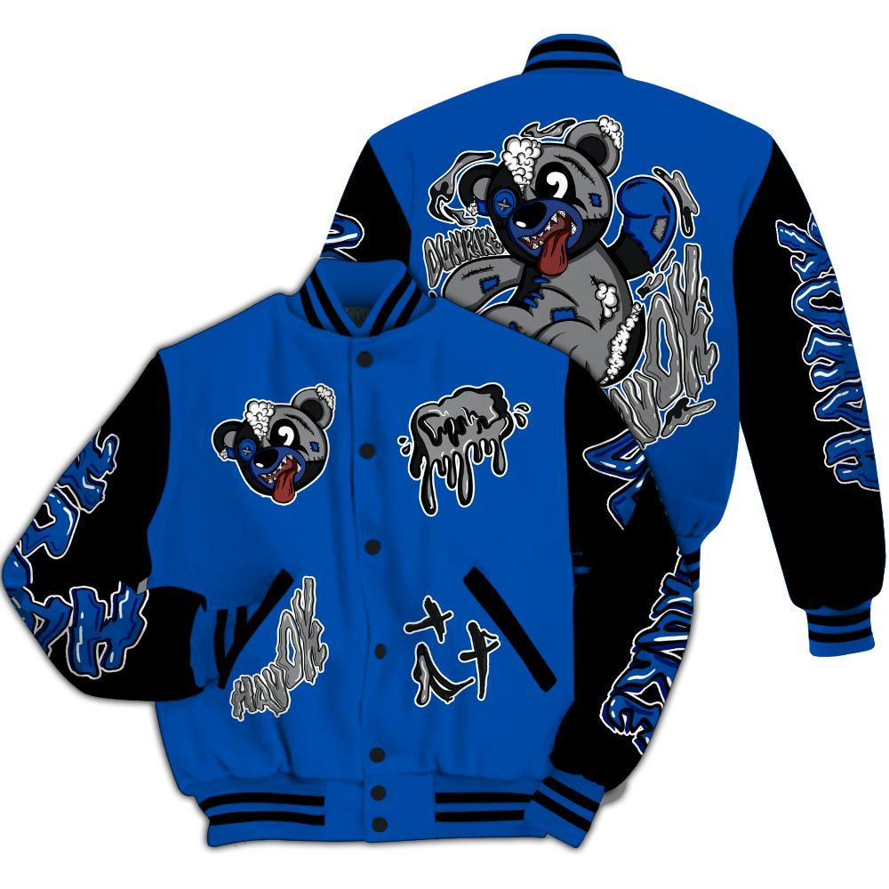 Varsity Jacket To Match Racer Blue 5s - Havok Bear All Over Print