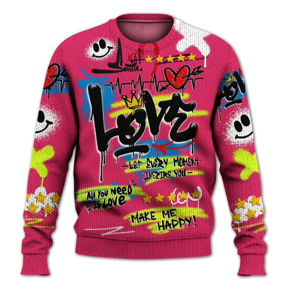 Sweater To Match Ja 3 Kool Aid - Happy Love Beats Graffiti Streetwear Graphic