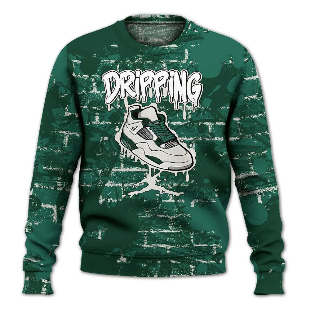 Sweatshirt To Match Oxidized Green 4s - Dripping Shoe 4S Graphic Street Art All Over Print