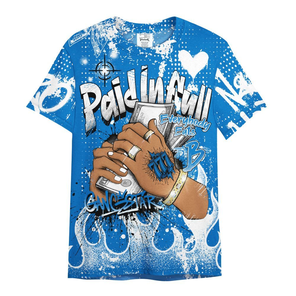 Shirt To Match Blueberry 12s - Lucky Money Paid In Full Graffiti All Over Print