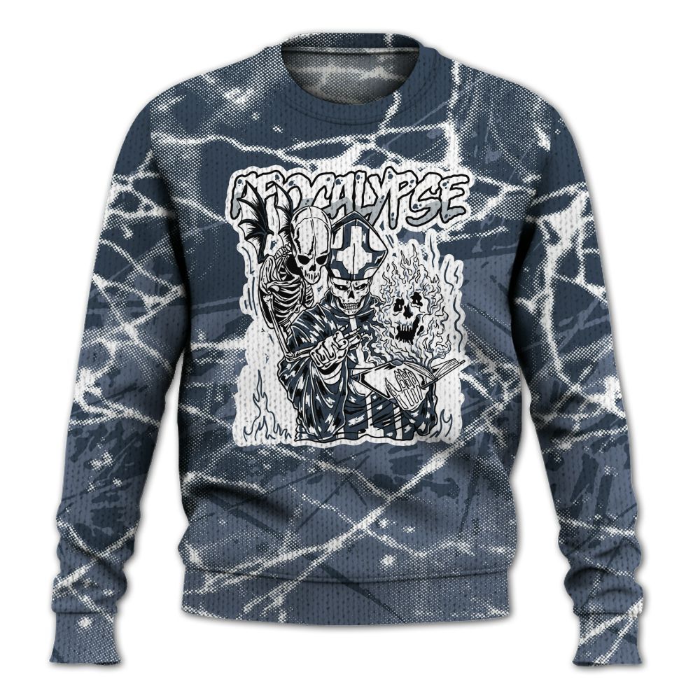 Knitted Sweater To Match Low Diffused Blue 11s - Apocalypse Skeleton Profound