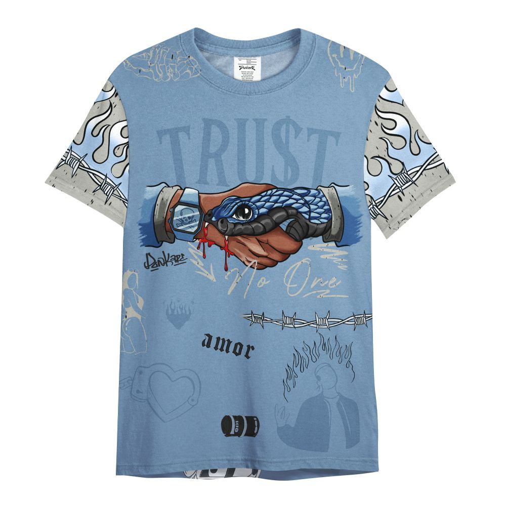 Shirt To Match University Blue 4s - Snake Trust No One All Over Print
