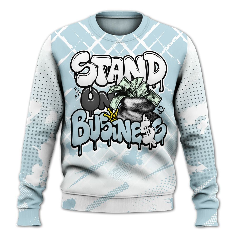 Sweatshirt To Match Mid Ice Blue 1s - Halftone Stand Business Dripping All Over Print