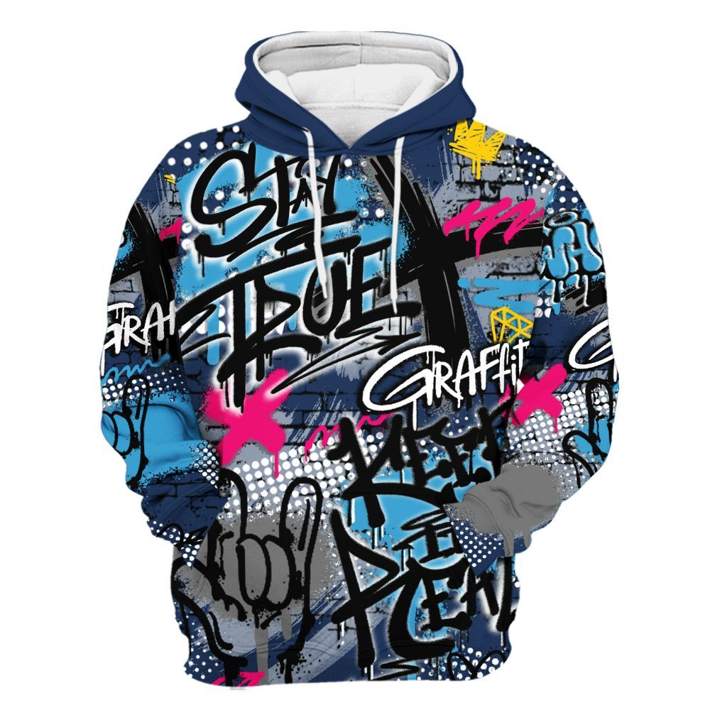 Hoodie To Match Air Max 180 University Blue - True It Real Graffiti Streetwear All Over Print