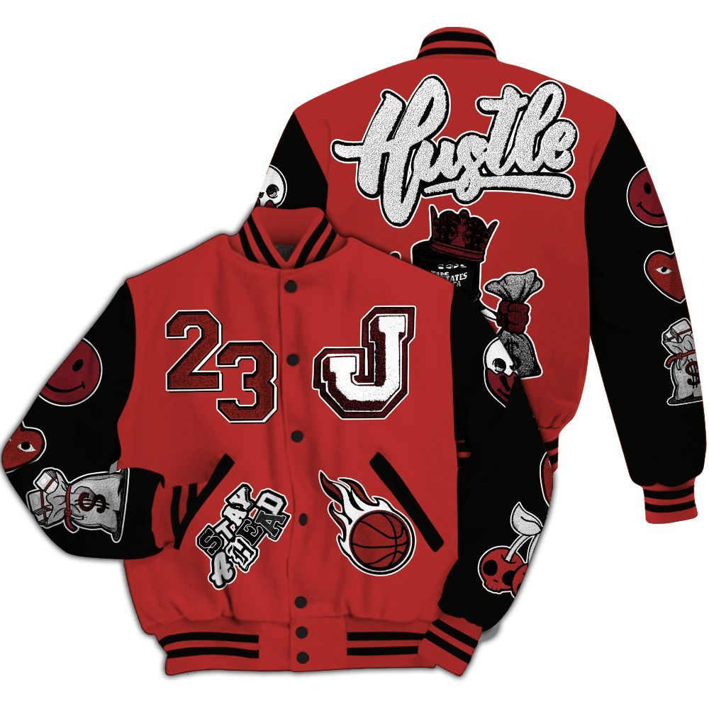 Varsity Jacket To Match Bred Reimagined 4s - Hustles Money Number 23 All Over Print
