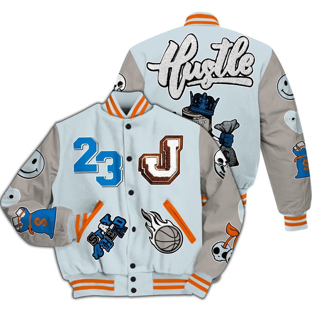 Varsity Jacket To Match Retro High OG Alaska 1s - Hustles Money Number 23 All Over Print