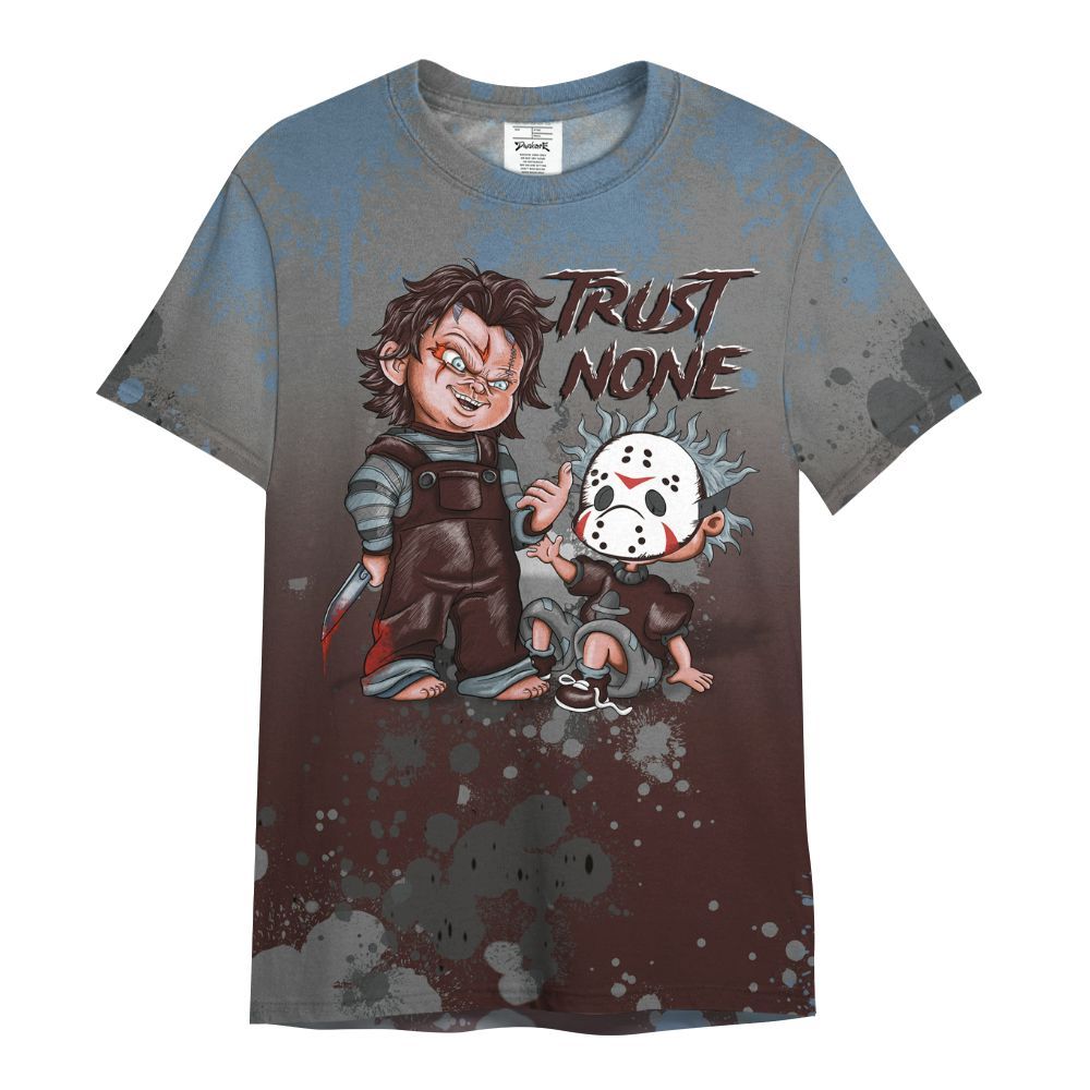 Shirt To Match Burgundy 5s - Trust No One Scary All Over Print