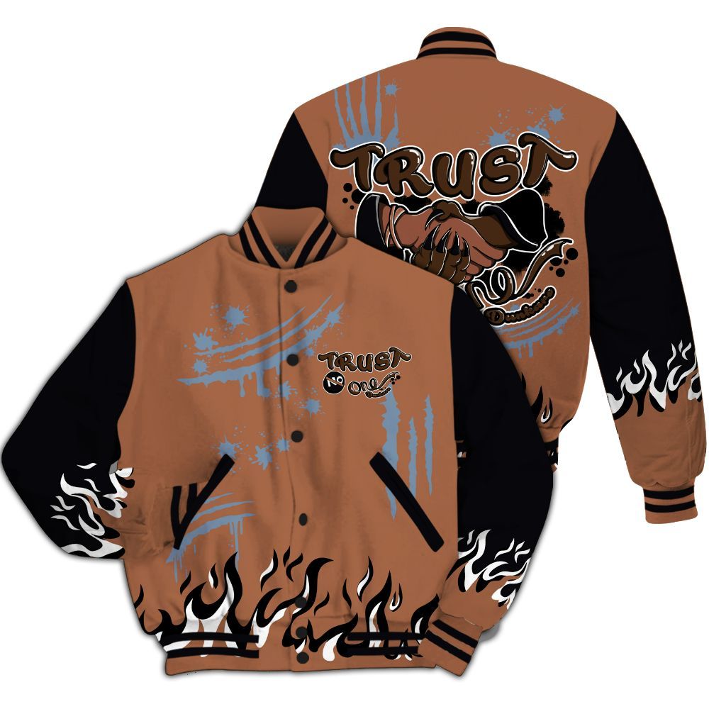 Varsity Jacket To Match Air Foamposite Metallic Copper - Graphic Trust No One All Over Print