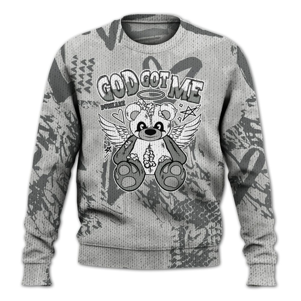 Knitted Sweater To Match Retro Wet Cement 4s - Gods Guides Me Bear Heart Grunge