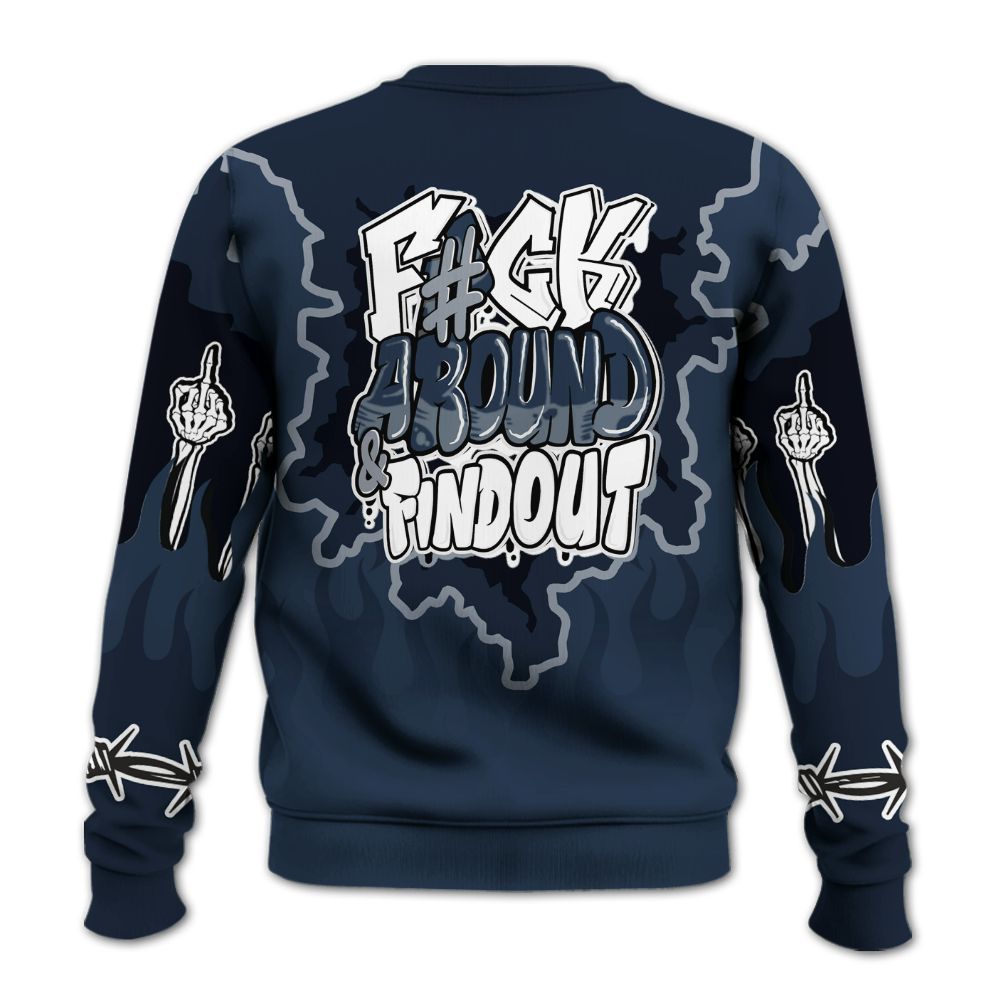 Sweatshirt To Match White Midnight Navy 6s - F Around Find Out Graphic Trapped All Over Print