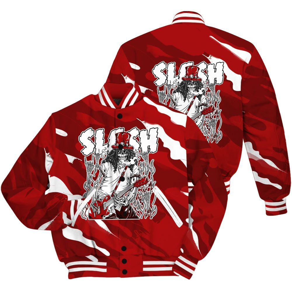 Varsity Jacket To Match Red Taxi 12s Shirt - Slash Skeleton Colored All Over Print